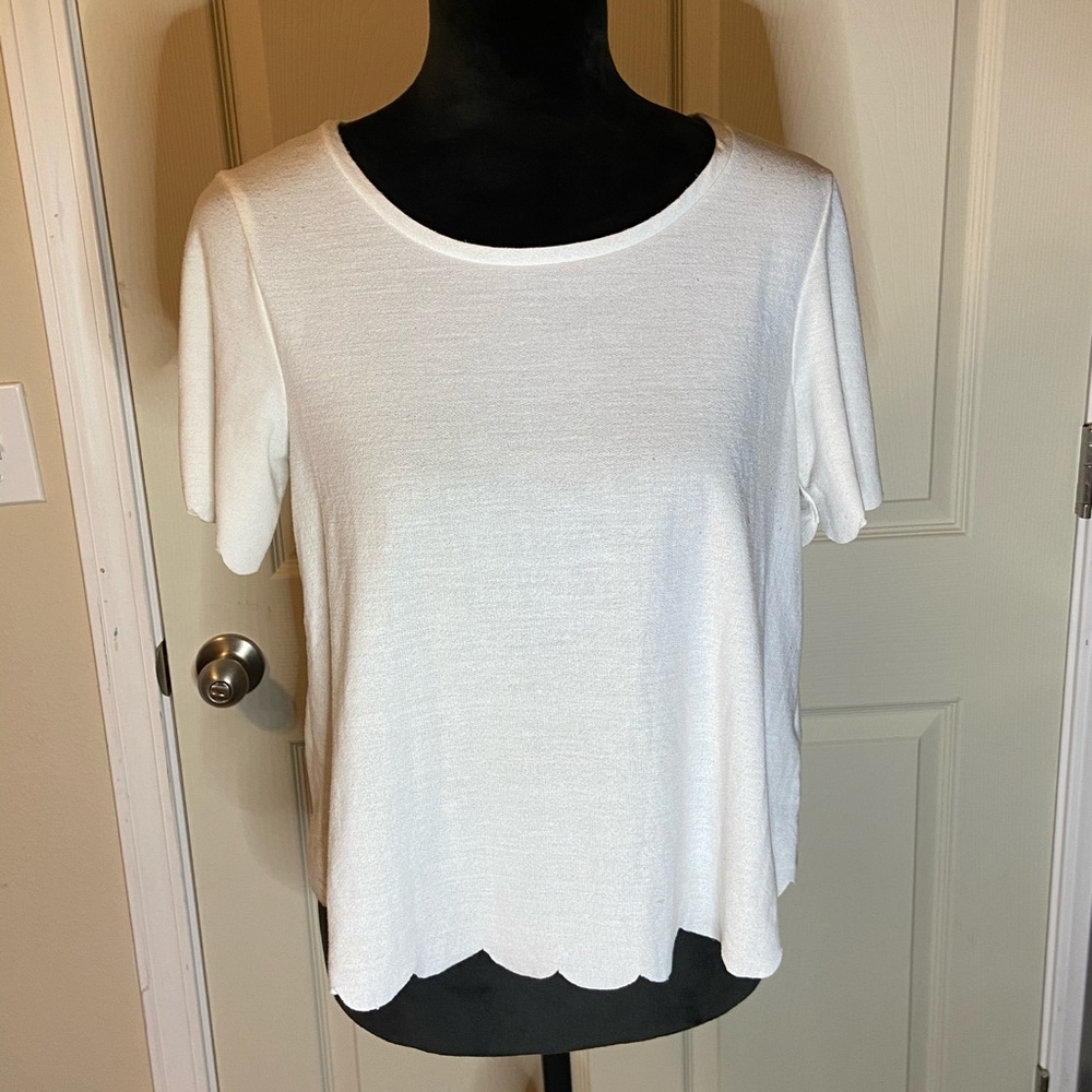 Topshop scalloped white short sleeve shirt S:6